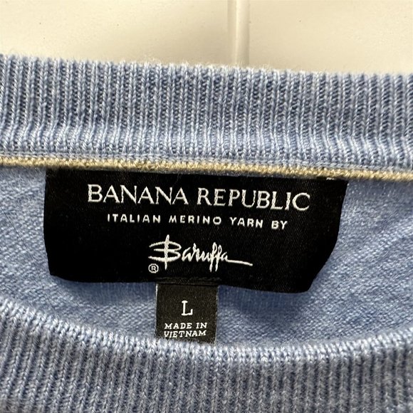Banana Republic Baruffa Men's Sweater Italian Merino Yarn Large Blue Heather - Picture 2 of 6